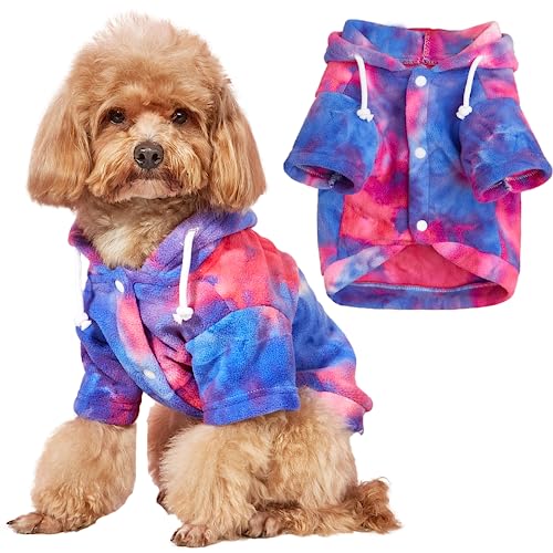 Mklhgty Tie Dye Dog Hoodie, Winter Coat for Small Dogs - Ultra-Soft Adjustable Warm Hood, Breathable Comfort Fabric for Daily Use - Image 1