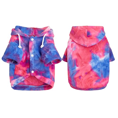 Mklhgty Tie Dye Dog Hoodie, Winter Coat for Small Dogs - Ultra-Soft Adjustable Warm Hood, Breathable Comfort Fabric for Daily Use - Image 4