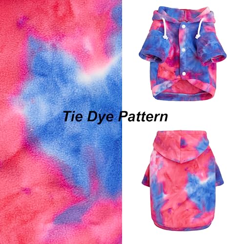 Mklhgty Tie Dye Dog Hoodie, Winter Coat for Small Dogs - Ultra-Soft Adjustable Warm Hood, Breathable Comfort Fabric for Daily Use - Image 3