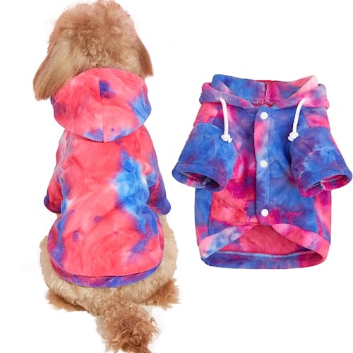 Mklhgty Tie Dye Dog Hoodie, Winter Coat for Small Dogs - Ultra-Soft Adjustable Warm Hood, Breathable Comfort Fabric for Daily Use - Image 2