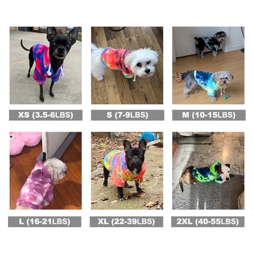 Mklhgty Tie Dye Dog Hoodie, Winter Coat for Small Dogs - Ultra-Soft Adjustable Warm Hood, Breathable Comfort Fabric for Daily Use - Image 5