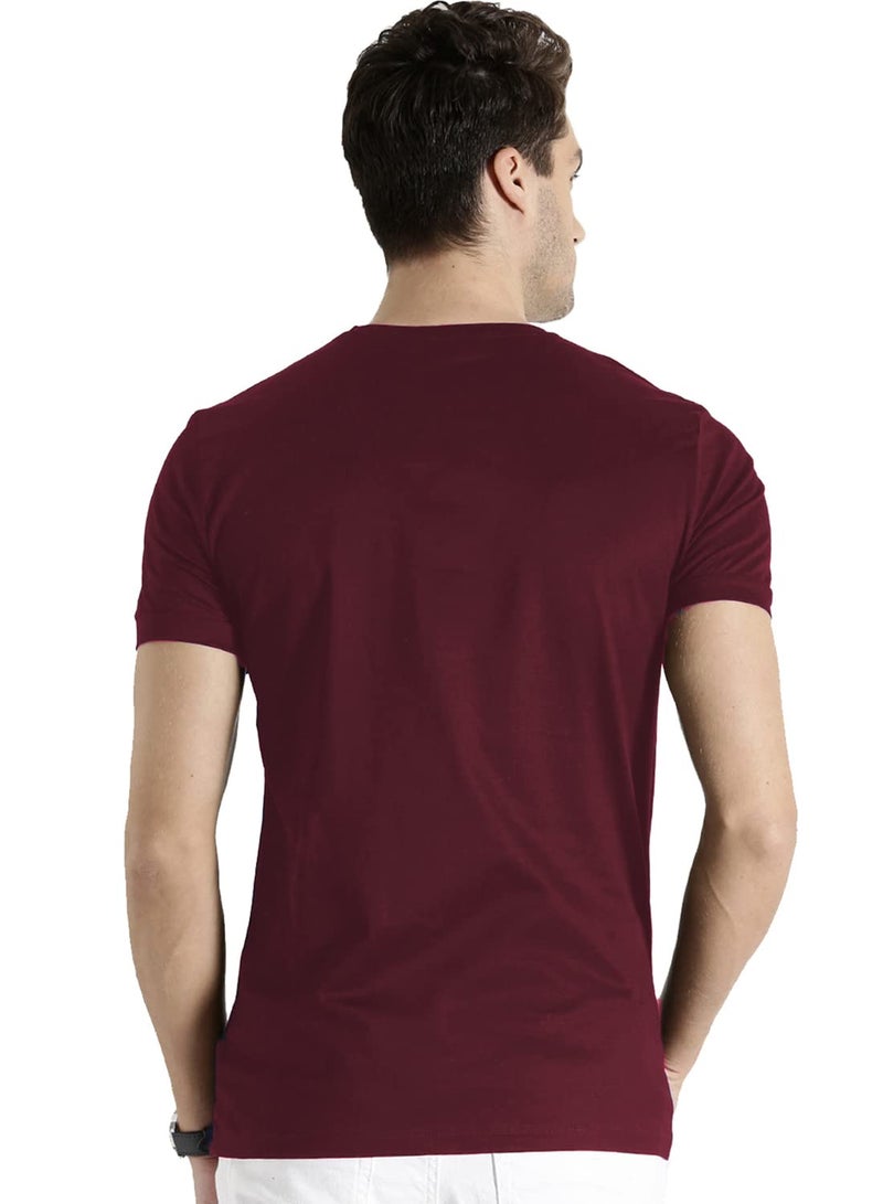 ADRO Men's Believe Design Printed T-Shirt (XL, Maroon) - Image 3