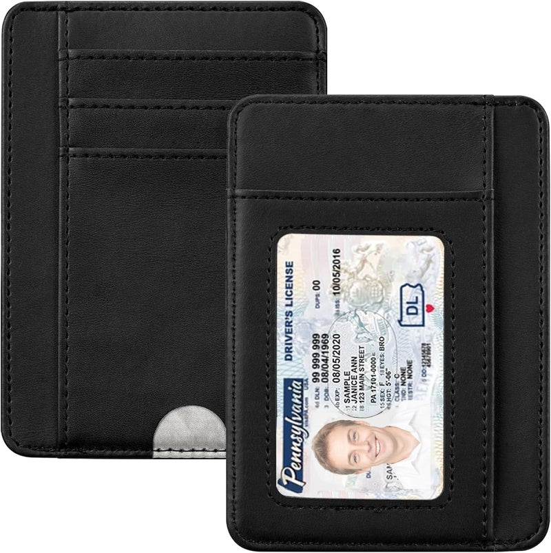 Hot Cool Card Holder Wallet Front Pocket Minimalist Travel Cute Funny Thin Leather With RFID Blocking Small Credit Card Holder Wallet for Men & Women Girls Organizer Gifts, Black - Image 1