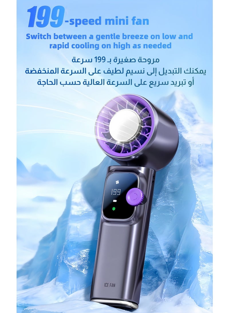 أفضل ذروة مروحة محمولة، مروحة تبريد هواء قوية الريح صغيرة، مروحة يد باردة مثل الثلج، مروحة يدوية، مروحة طاولة قابلة للطي صغيرة، مروحة عنق مع 199 سرعة، بطارية سعة 4000 مللي أمبير ساعة مروحة محمولة يدوية - Image 2