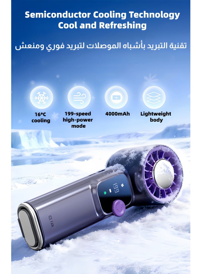 أفضل ذروة مروحة محمولة، مروحة تبريد هواء قوية الريح صغيرة، مروحة يد باردة مثل الثلج، مروحة يدوية، مروحة طاولة قابلة للطي صغيرة، مروحة عنق مع 199 سرعة، بطارية سعة 4000 مللي أمبير ساعة مروحة محمولة يدوية - Image 3