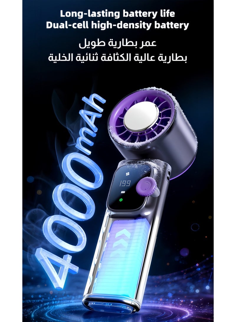 أفضل ذروة مروحة محمولة، مروحة تبريد هواء قوية الريح صغيرة، مروحة يد باردة مثل الثلج، مروحة يدوية، مروحة طاولة قابلة للطي صغيرة، مروحة عنق مع 199 سرعة، بطارية سعة 4000 مللي أمبير ساعة مروحة محمولة يدوية - Image 5