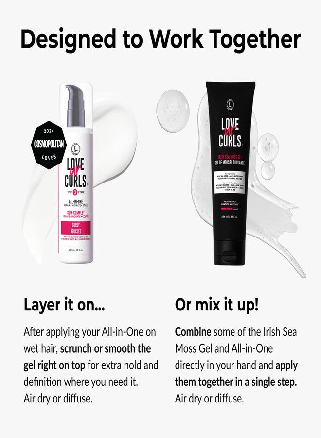 Love Ur Curls® All-in-One Curl Cream Styler for Curly Hair and Irish Sea Moss Hair Gel Bundle, Define, Hydrate and Style with Shea Butter, Medium Hold Curl Styling Gel to Reduce Excess Frizz - Image 3