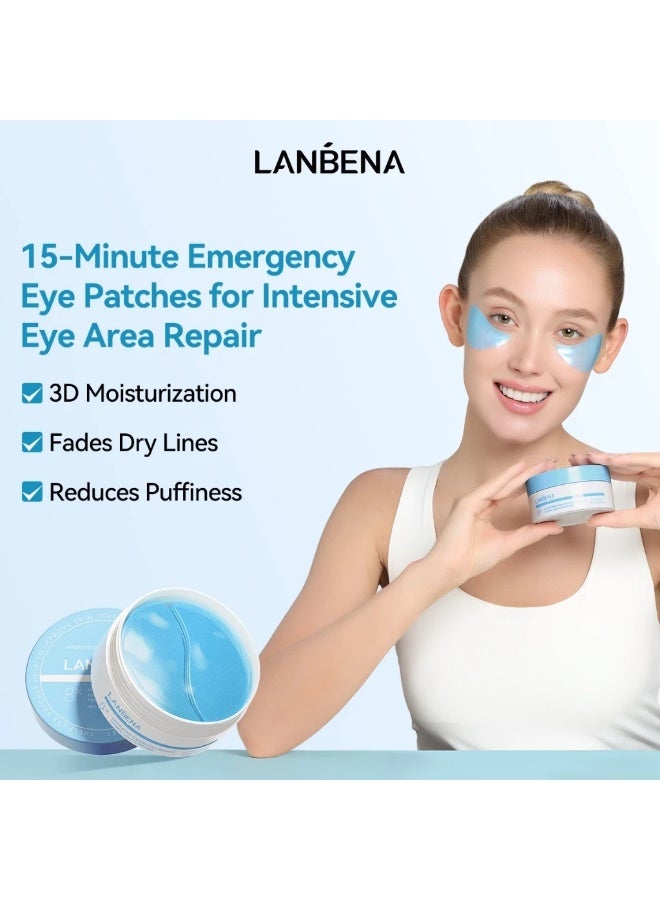 LANBENA Sodium Hyaluronate Hydra-Gel Eye Patches, 60pcs (30 Pairs) for Hydrating, Moisturizing, Anti-Puffiness & Dark Circles - Image 2