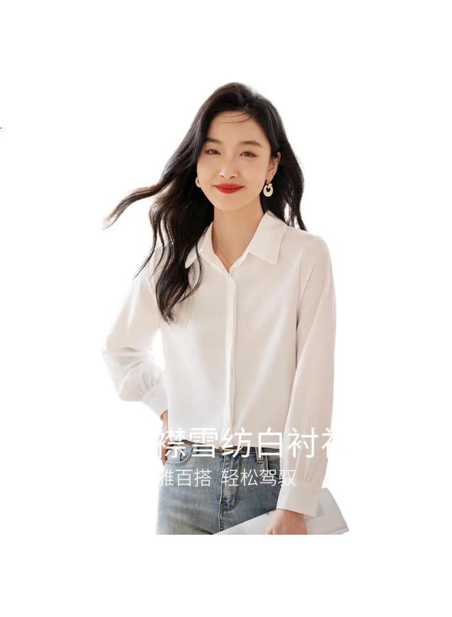 First Application Chushen Chunqiu Long-Sleeve Shirt For Women, Professional Formal Wear, Interview Attire, Elegant Casual Commuter White Blouse Top S13Kc2137 - Image 1