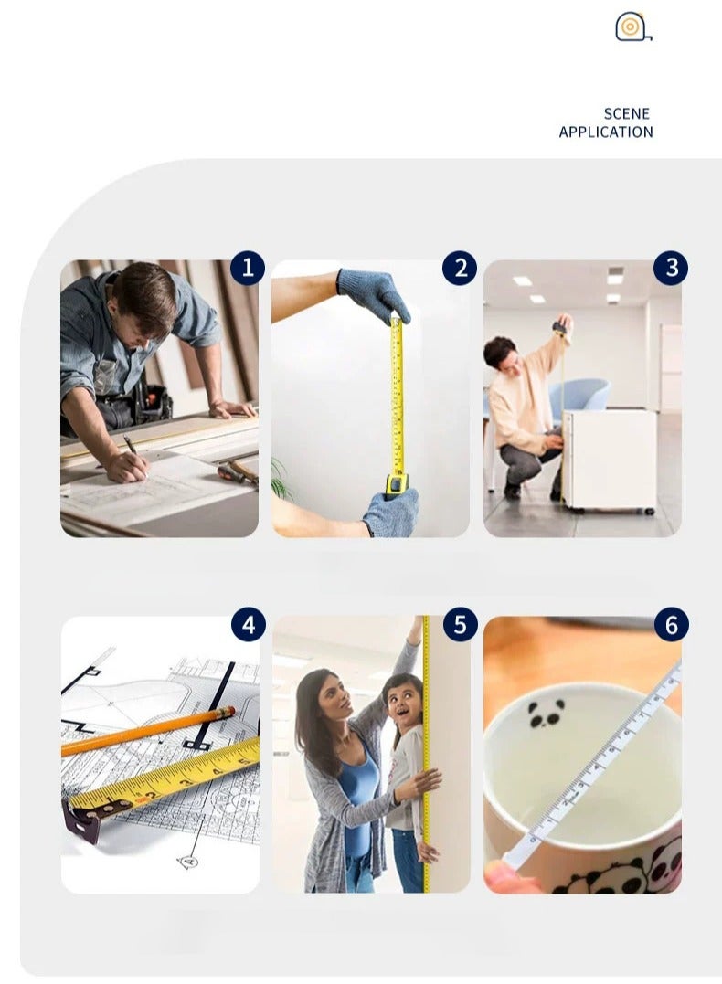 صن رايز شريط قياس 10 متر مطلي بالكروم ABS شديد التحمل، شريط قياس متعدد الاغراض مع علامات كسر واضحة، مقبض مانع للانزلاق، قفل تلقائي وتجاوز يدوي للبناء، الهندسة - Image 3