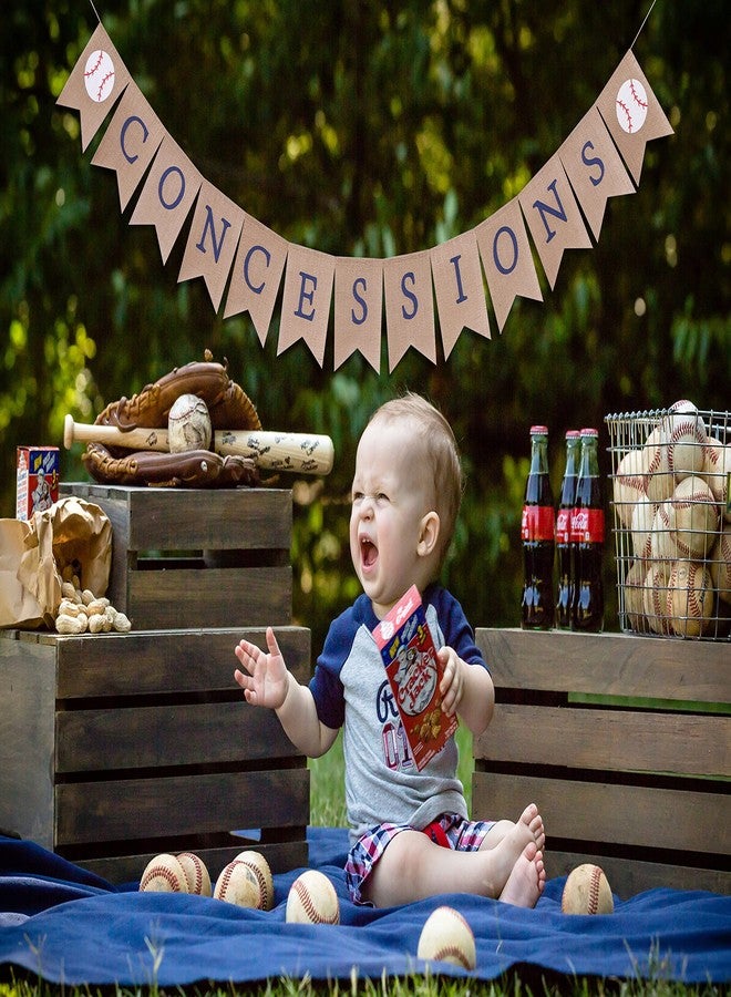 WAWOO Baseball Concessions Birthday Burlap Banner - Concessions Birthday Sign, Baseball Birthday Party Banner, Concessions Banner, Baseball Party Supplies - Image 4