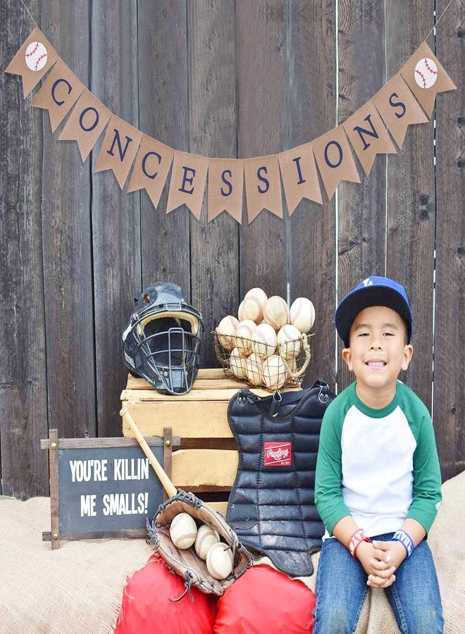 WAWOO Baseball Concessions Birthday Burlap Banner - Concessions Birthday Sign, Baseball Birthday Party Banner, Concessions Banner, Baseball Party Supplies - Image 3