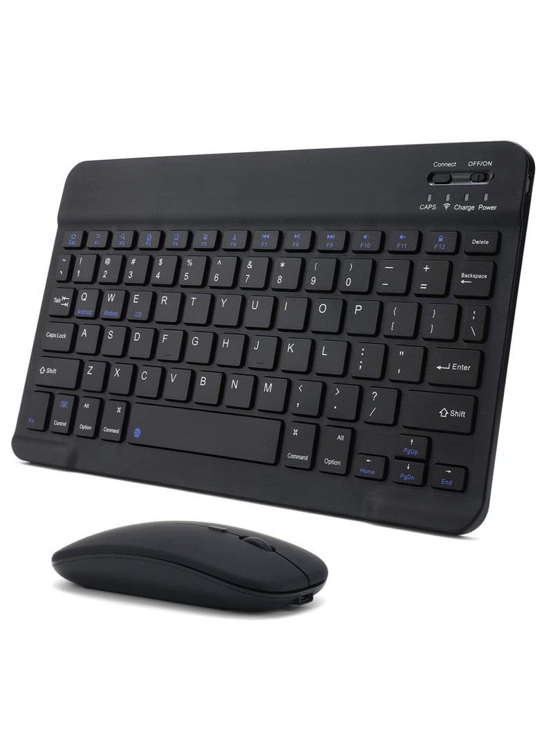 Rechargeable Bluetooth Keyboard and Mouse Combo Ultra-Slim Portable Compact Wireless Mouse Keyboard Set for Android Windows Tablet Cell Phone iPhone iPad Pro Air Mini, - Image 1