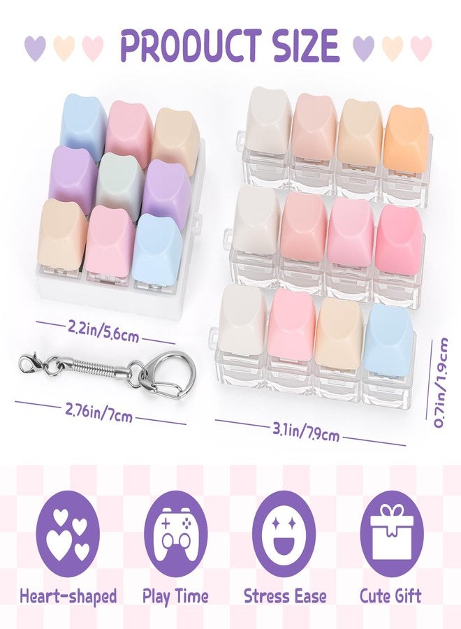 FunisFun 4 PCS Keyboard Fidget Toy, Includes 9-in-1 & 4-in-1 Keyboard Clicker Set with Stickers, Heart Shape Detachable Clicker Fidget Toy for Adults Valentine's Day Decompression (Macaron, 4Pack) - Image 2