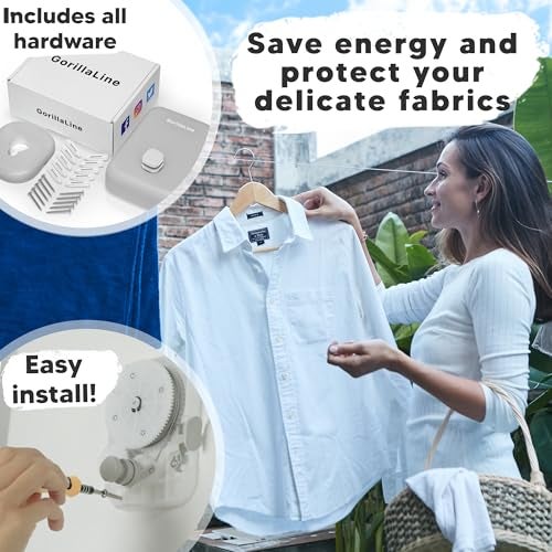 GorillaLine Retractable Clothesline, Indoor and Outdoor, Heavy Duty Wall Mounted Laundry Line, Space Saving Drying Rack for Towels, Sheets and Clothing, Stainless Steel, for Bathroom, Balcony or RV - Image 4