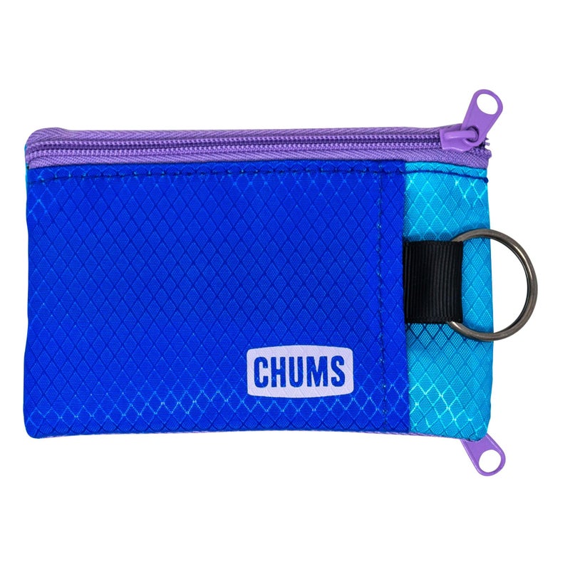 Chums Surfshorts Wallet - Lightweight Slim Wallet with RFID Blocking Card & Clear ID Window - Zippered, Water Resistant w/Key Ring (Cobalt/Turqoise) - Image 1
