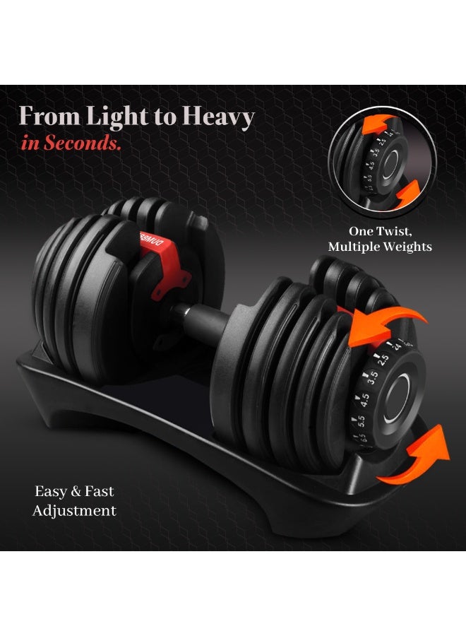 Allure Sphere Adjustable Dumbbells 2.5–24kg with Quick Lock System – Space-Saving Foldable Stand, Strength Training Weights for Home Gym, Fitness Equipment, Muscle Building & Full Body Workouts - Image 2