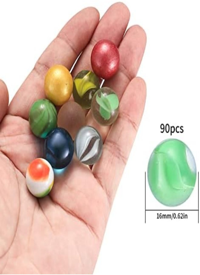 AKDC - 90 Pcs Glass Marbles, Assorted Colors Round Marbles Games Toys, Cat’S Eye Marbles, Colorful Classic Retro Marbles Balls For Kids Party Bag Fillers Decoration Table Games Sports Toys - Image 1
