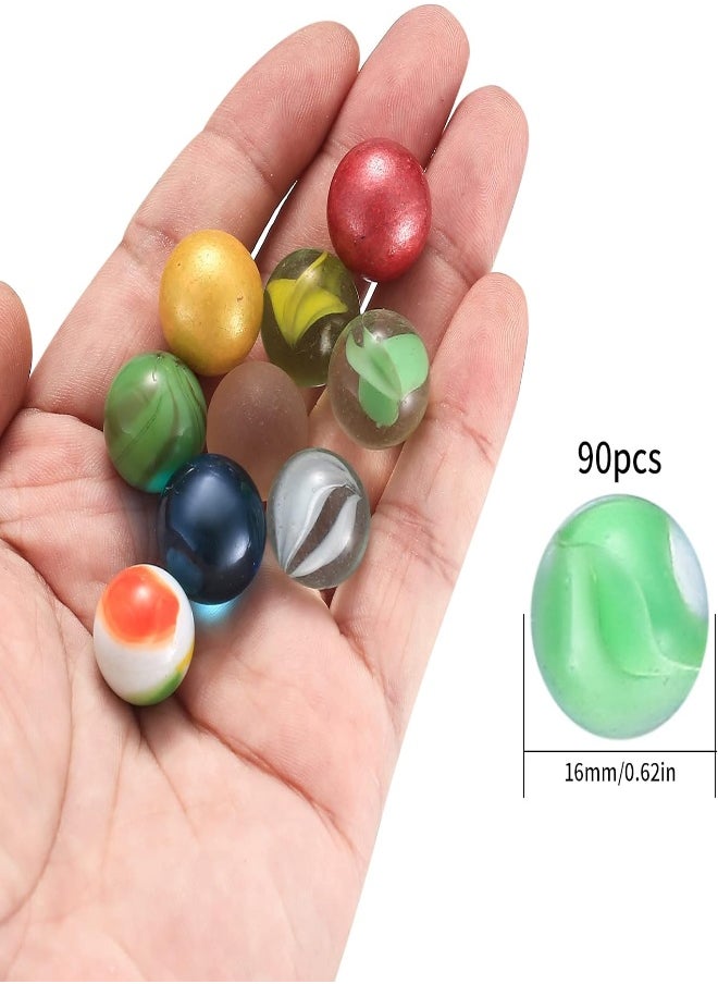 AKDC - 90 Pcs Glass Marbles, Assorted Colors Round Marbles Games Toys, Cat’S Eye Marbles, Colorful Classic Retro Marbles Balls For Kids Party Bag Fillers Decoration Table Games Sports Toys - Image 1