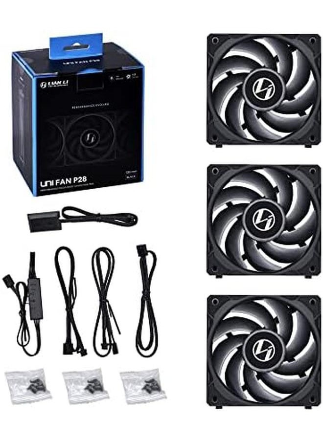 LIAN LI - P28 120Mm Triple Pack Uni Fan High Performance Daisy Chain Pwm Case Fan With Controller ~2600 Rpm 32.1 Dba Black Uf P28 3B 3 Pack - Image 1