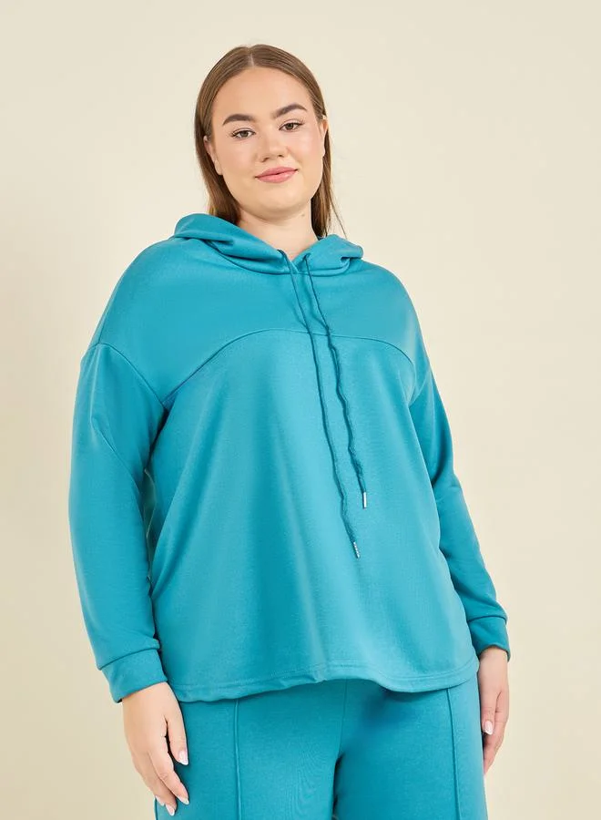 ستايلي Panel Hoodie and Pintuck Wide Leg Lounge Set