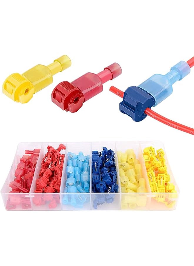PROMASS promass 120pcs T-Tap Wire Connectors, Self-Stripping Quick Splice Electrical Wire Terminals, T Taps Self-Stripping Insulated Male Quick Disconnects Spade Terminals Kit for Wiring Automotive  - Image 1