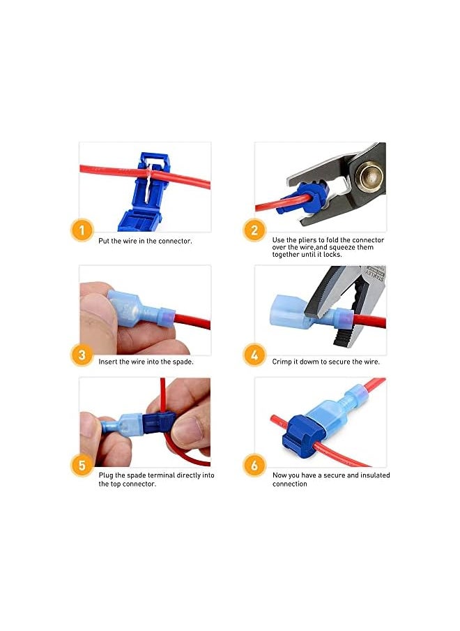 PROMASS promass 120pcs T-Tap Wire Connectors, Self-Stripping Quick Splice Electrical Wire Terminals, T Taps Self-Stripping Insulated Male Quick Disconnects Spade Terminals Kit for Wiring Automotive  - Image 5