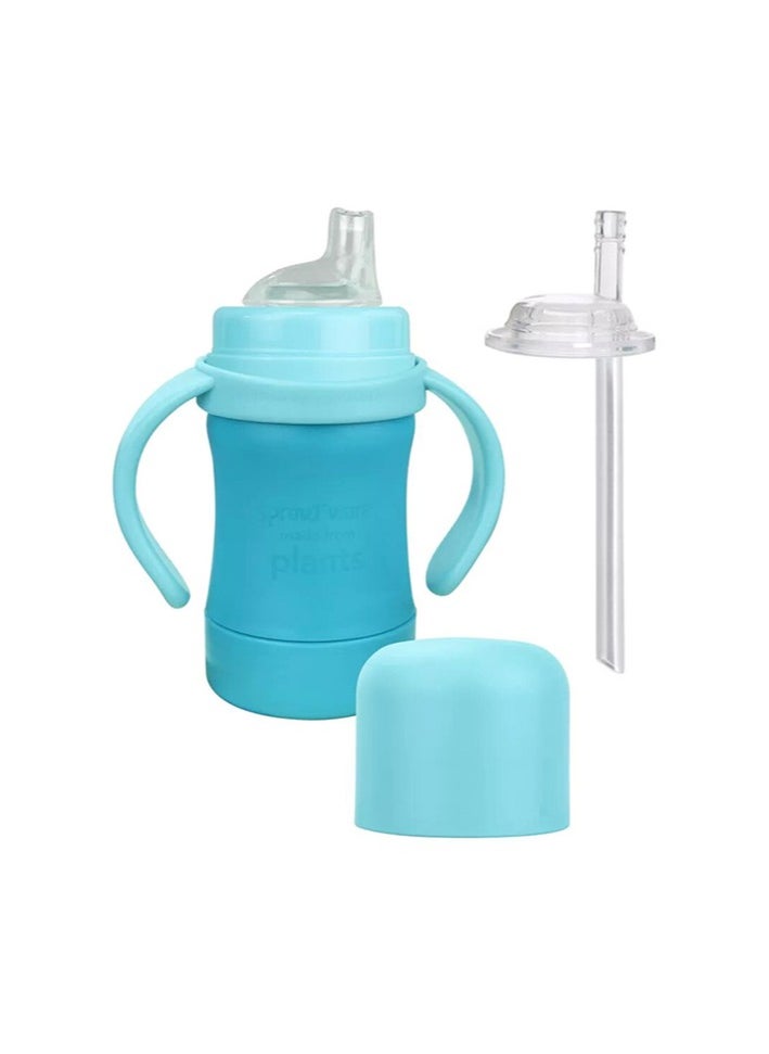 green sprouts Sprout Ware Sip & Straw Cup made from Plants-6oz-Aqua-6mo+  - Image 2