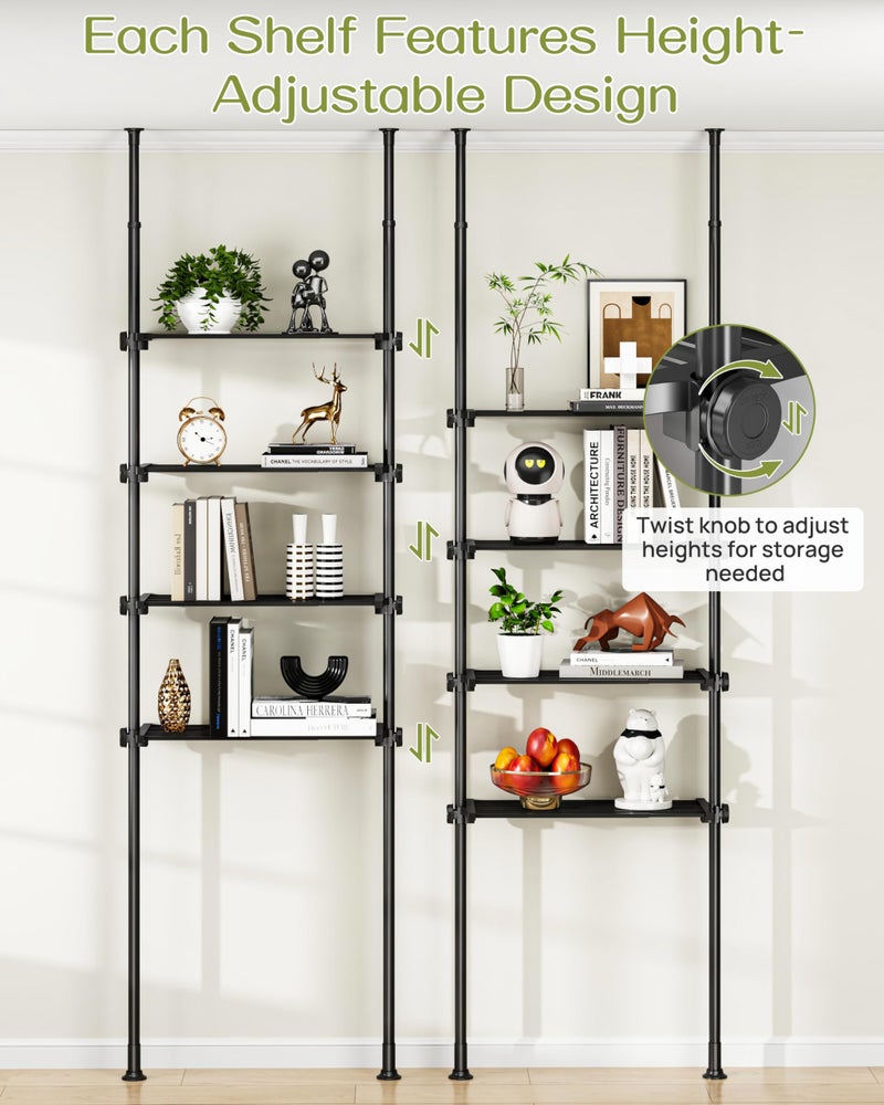 ALLZONE Adjustable Over The Toilet Storage Shelf, 4-Tier Ample Over Toilet Bathroom Organizer and Storage,Tension Mounted Above Toilet Storage Cabinet for Versatility, Fits 64-113 Inch Heights, Black - Image 3