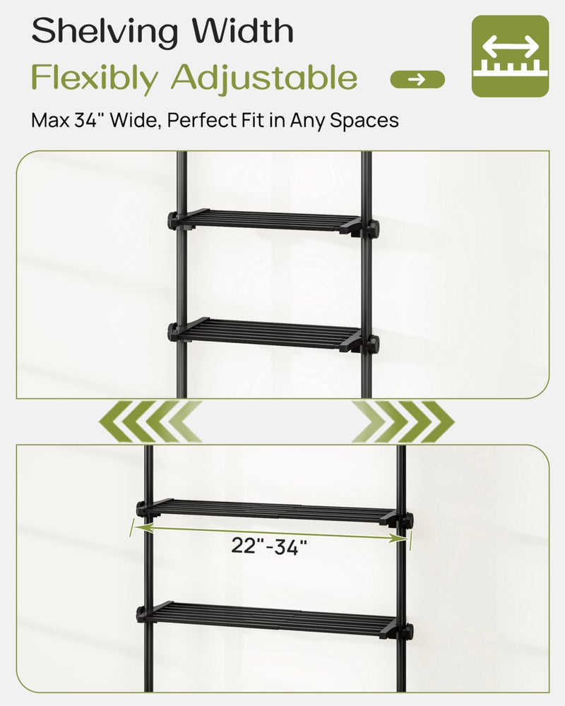 ALLZONE Adjustable Over The Toilet Storage Shelf, 4-Tier Ample Over Toilet Bathroom Organizer and Storage,Tension Mounted Above Toilet Storage Cabinet for Versatility, Fits 64-113 Inch Heights, Black - Image 4