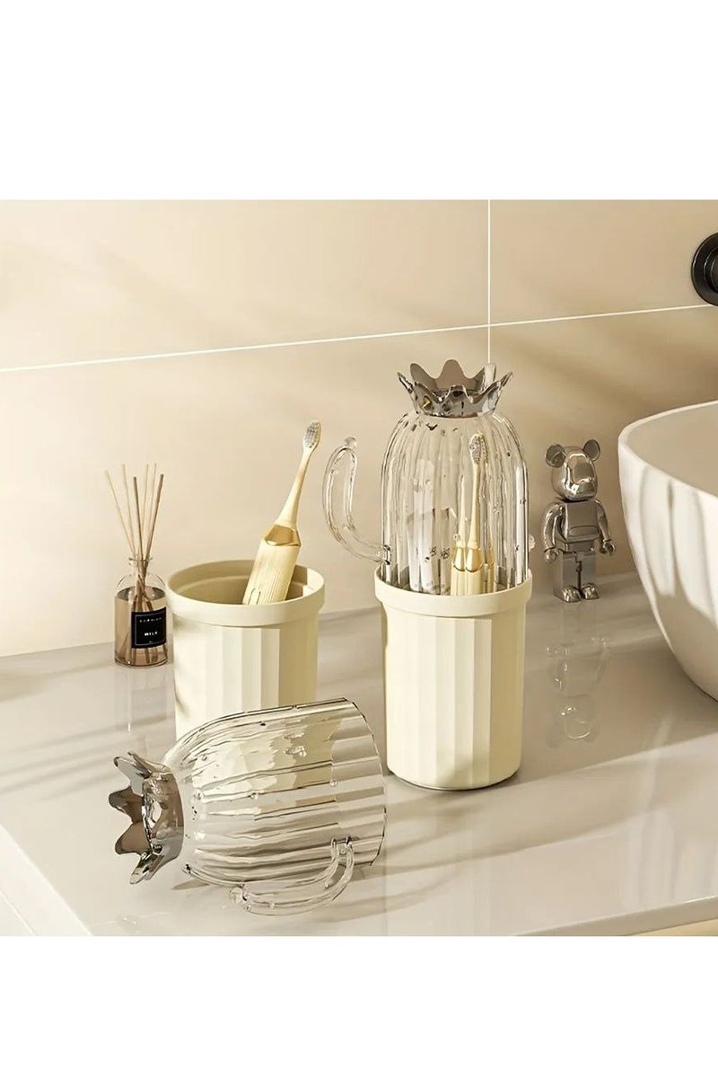 2 in 1 Detachable Brush Holder - Clear Acrylic Material - Image 1