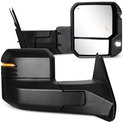 Sanooer Towing Mirrors for 2007-2021 Tundra, 2008-2017 Sequoia with Power Glass Heated Arrow Turn Signal Blind Spot Light Extendable Fold Pair Set - Image 1