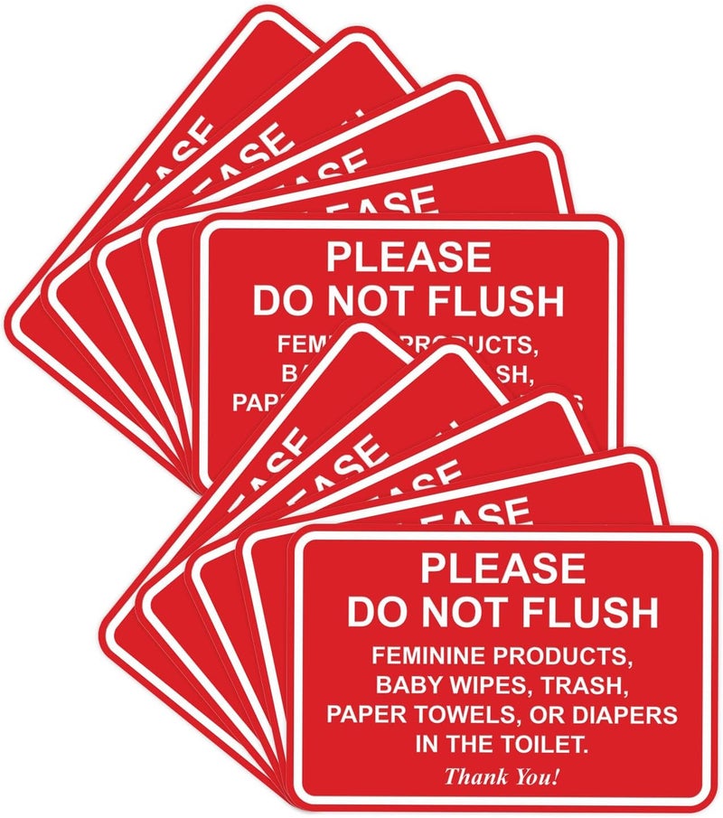 All Quality Classic Framed Please Do Not Flush Thank You Bathroom Etiquette Sign - 5" x 7" (Red) 10 Pack - Image 1