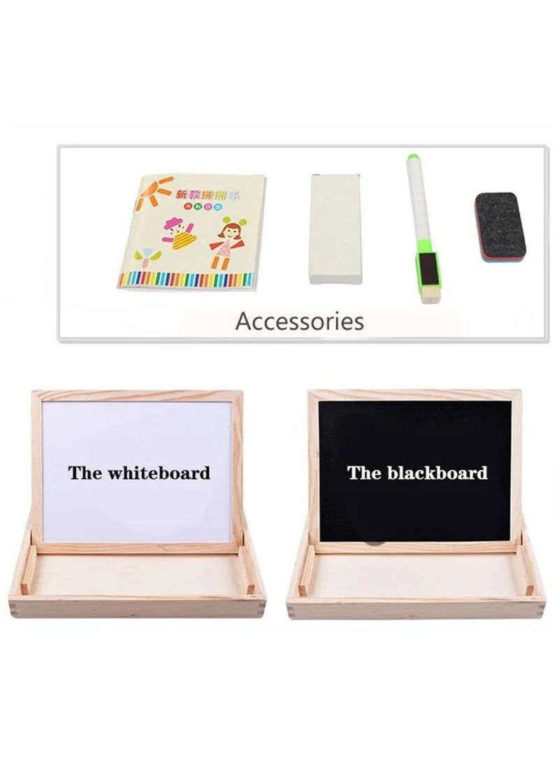 Toy Box Children Magnetic wooden puzzle white board toys for Boys and girls multi-functional drawing puzzle cartoon game learning toys - Image 3
