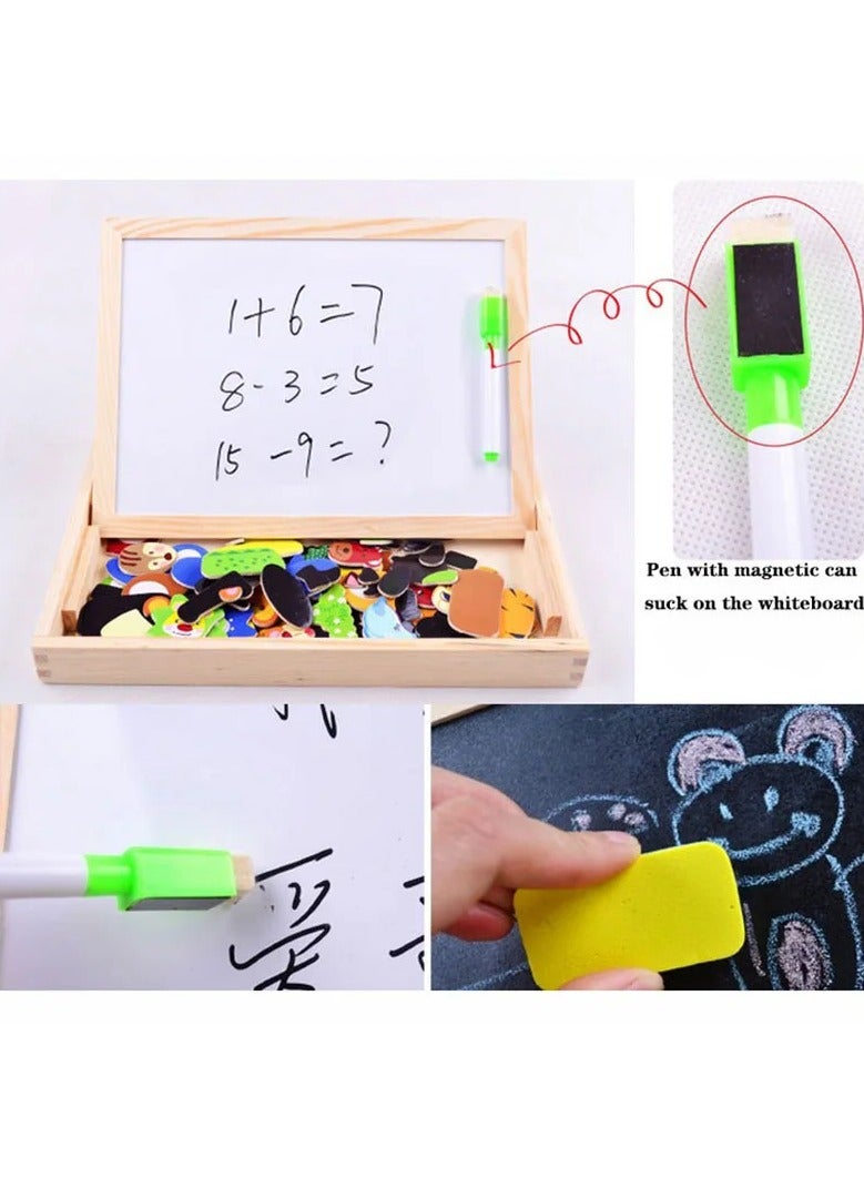 Toy Box Children Magnetic wooden puzzle white board toys for Boys and girls multi-functional drawing puzzle cartoon game learning toys - Image 5