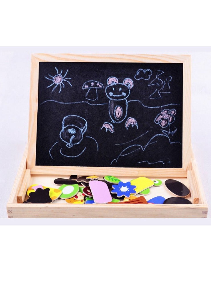 Toy Box Children Magnetic wooden puzzle white board toys for Boys and girls multi-functional drawing puzzle cartoon game learning toys - Image 4