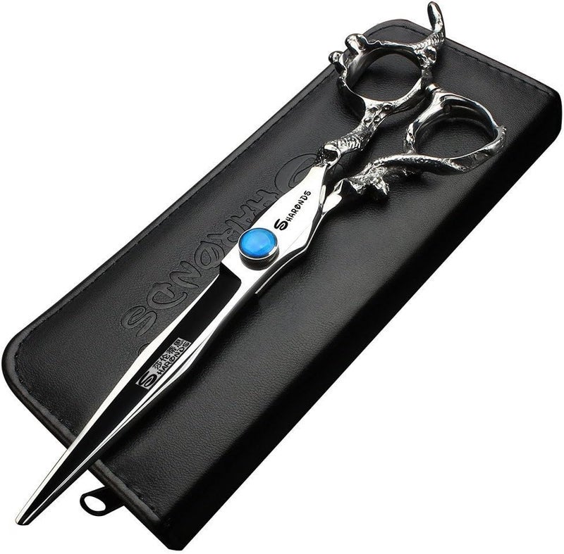 SHARONDS 7 inch scissors / 19 cm black/gold/silver professional hairdressers trim hair and trim hair sharp high hardness stainless steel scissors set (7inch-A)