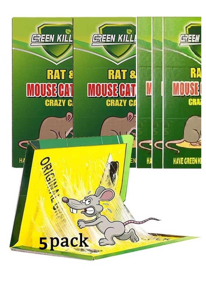 GREEN KILLER 5-Piece Mouse & Rat Glue Traps - Super Sticky Adhesive Boards for Indoor/Outdoor Pest Control - Professional Strength Traps for Rats, Mice, Cockroaches, Spiders & Insects (Non-Toxic) - Image 1