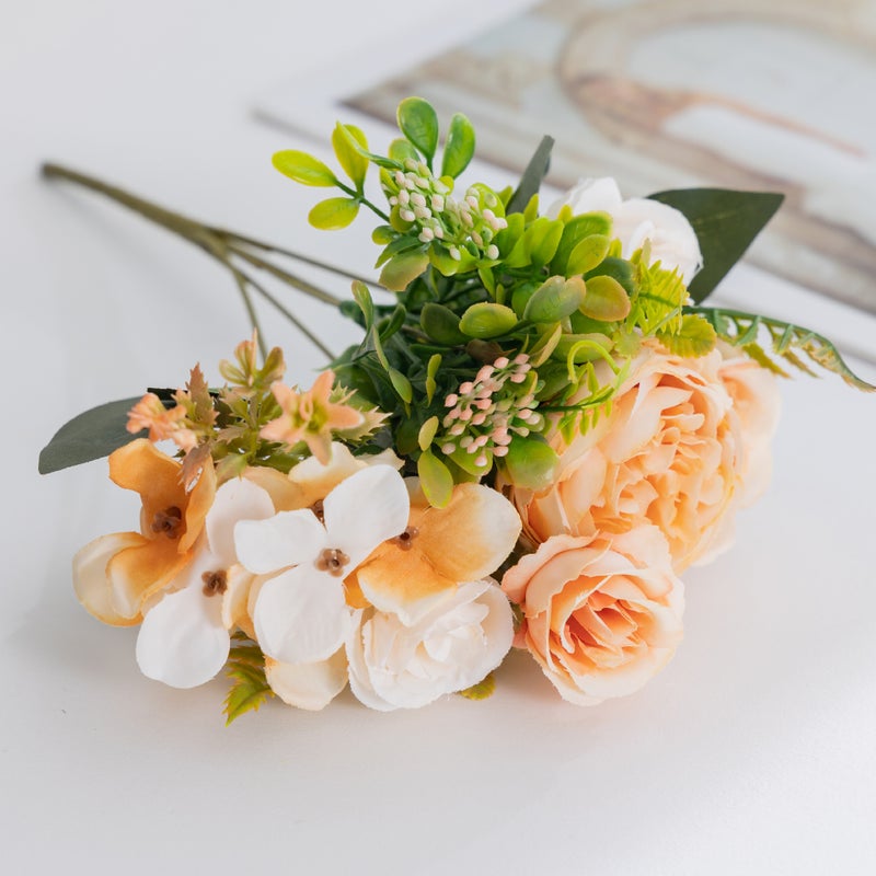 Generic Artificial Peony Bouquet Purple Decor Wedding Yellow 
