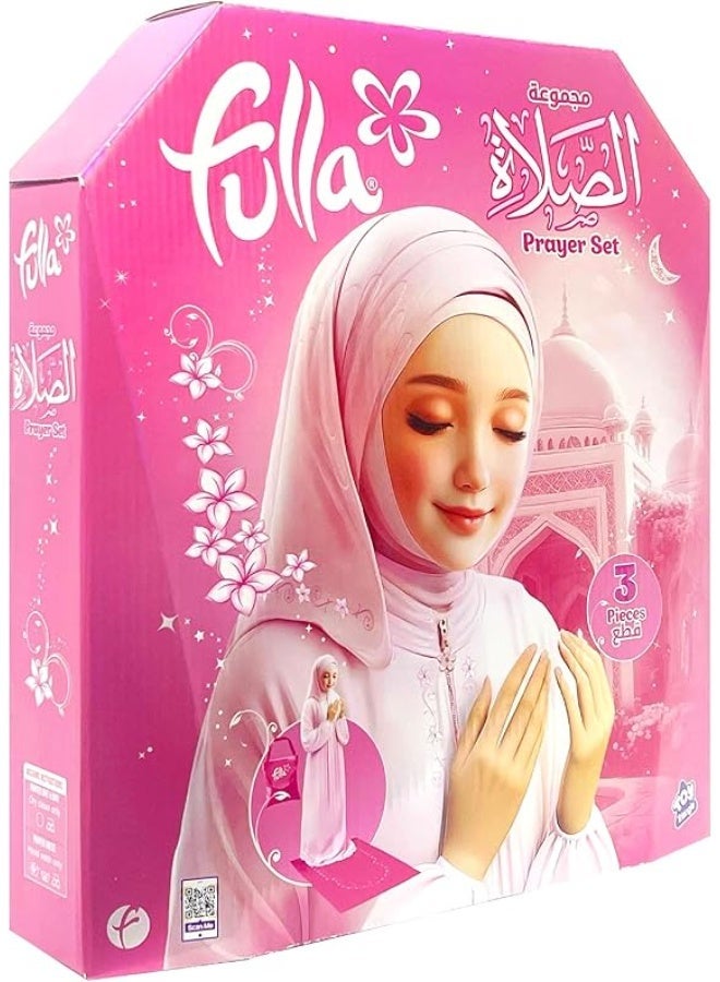 Fulla Girls Prayer Set - 3-Piece Islamic Kit with Dress, Bag & Mat (Pink) - Image 1