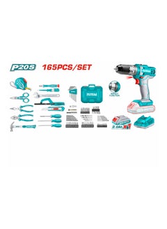 TOTAL Cordless drill 20 V + battery + charger Kit 165 PCs 