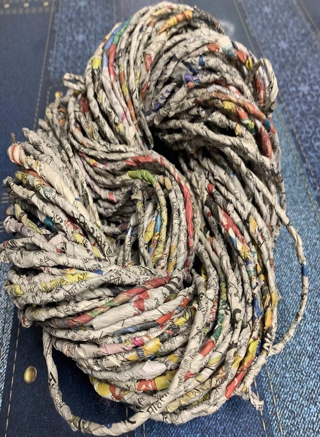KNITSILK Recycled Newspaper Yarn, Multicolored, Chunky, Hand Twisted, 100g hank, Over 80 yards, Fibre Art, Basket Weaving, Knitting, Rugs, Jewelry Making - Image 3