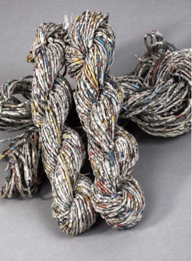 KNITSILK Recycled Newspaper Yarn, Multicolored, Chunky, Hand Twisted, 100g hank, Over 80 yards, Fibre Art, Basket Weaving, Knitting, Rugs, Jewelry Making - Image 1