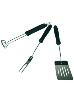 Grill Mark 3-Piece Stainless Steel Non-Slip Handles Barbecue Tool Set Silver and Black 9.906 x 47.244 x 5.842 cm 42116  - Image 2