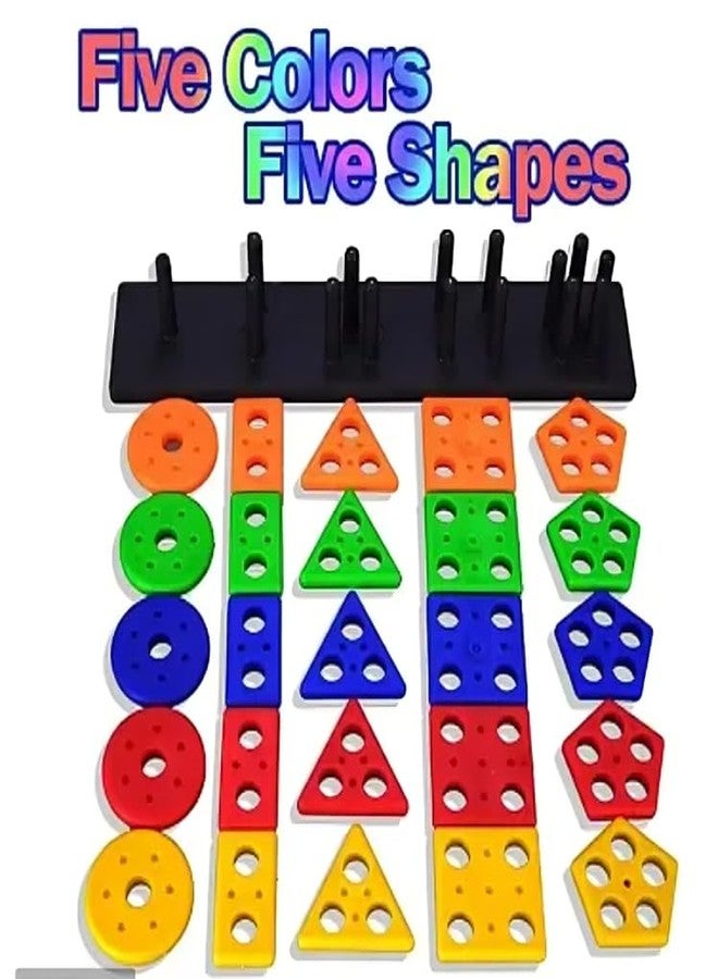 سكاي تيك مكعبات هندسية بلاستيكية من سكاي تك، ألعاب فرز وتكديس للأطفال الصغار في مرحلة ما قبل المدرسة، لعبة تعليمية لفرز الألوان والأشكال، هدية مثالية للأولاد والبنات بعمر 3 سنوات، 26 قطعة - Image 5