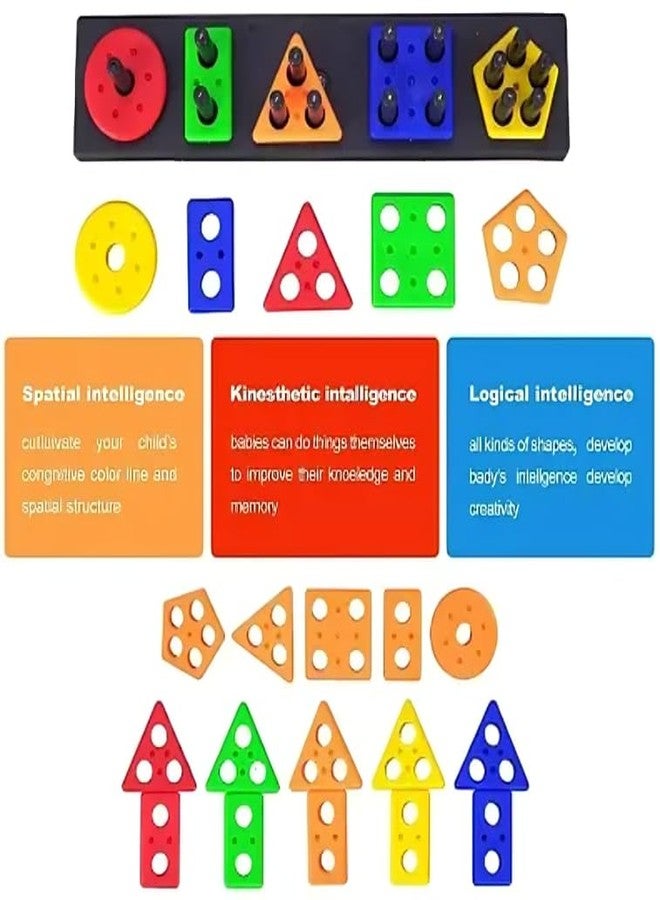 سكاي تيك مكعبات هندسية بلاستيكية من سكاي تك، ألعاب فرز وتكديس للأطفال الصغار في مرحلة ما قبل المدرسة، لعبة تعليمية لفرز الألوان والأشكال، هدية مثالية للأولاد والبنات بعمر 3 سنوات، 26 قطعة - Image 3