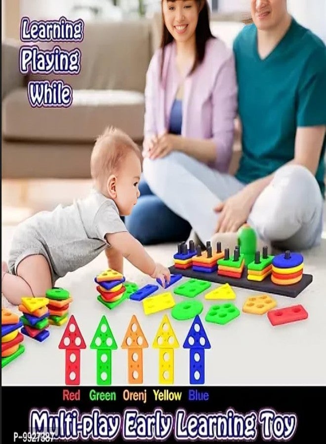 سكاي تيك مكعبات هندسية بلاستيكية من سكاي تك، ألعاب فرز وتكديس للأطفال الصغار في مرحلة ما قبل المدرسة، لعبة تعليمية لفرز الألوان والأشكال، هدية مثالية للأولاد والبنات بعمر 3 سنوات، 26 قطعة - Image 4