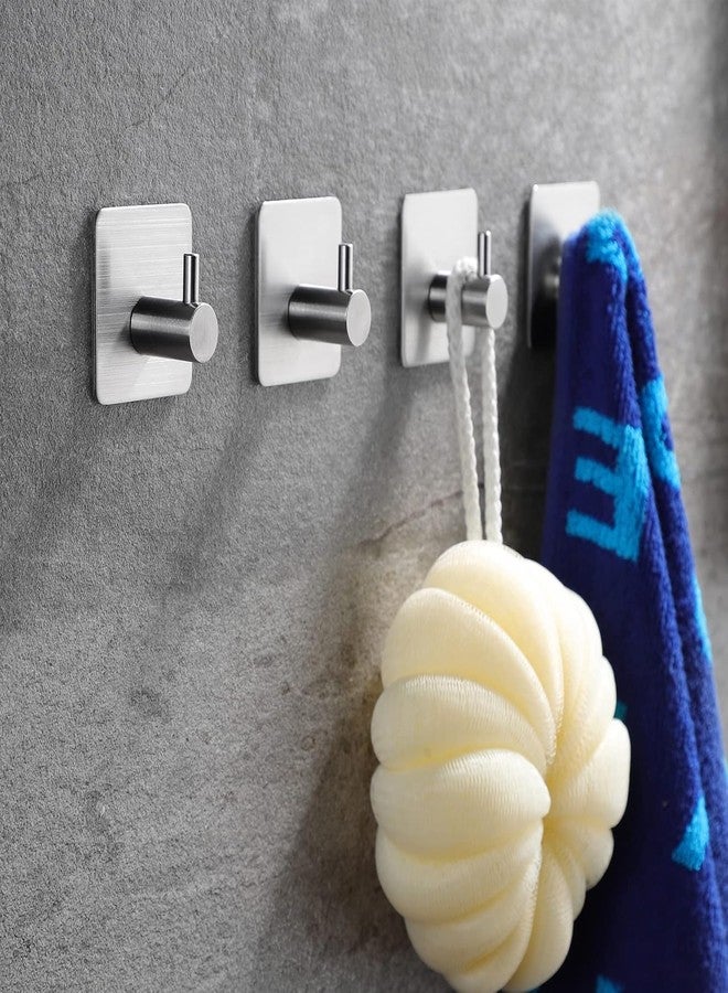 GOTIPRIDE 4-Pack Hooks : 4-Pack Robe/Towel Hook 3M Self Adhesive SUS 304 Stainless Steel Brushed Nickel Bathroom Kitchen Organizer - Image 3