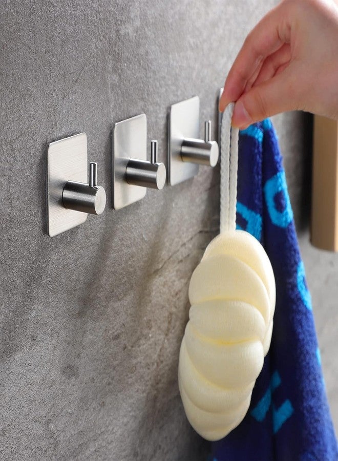 GOTIPRIDE 4-Pack Hooks : 4-Pack Robe/Towel Hook 3M Self Adhesive SUS 304 Stainless Steel Brushed Nickel Bathroom Kitchen Organizer - Image 2