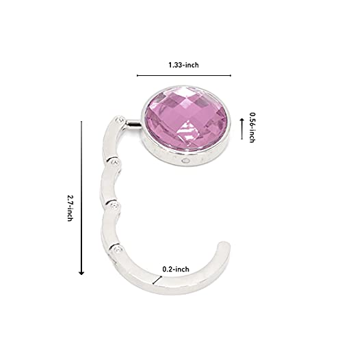 TANOSII Foldable Purse Hook Floding Handbag Hanger Rhinestone Bag Holder for Table Desk 2 PCS Pink - Image 3